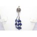Women's Necklace 925 Sterling Silver beads blue lapis lazuli stones P 396